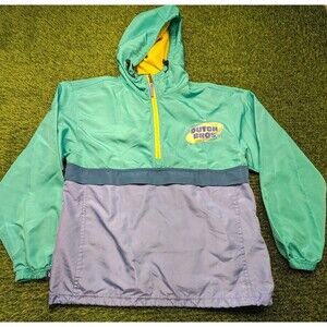 Dutch Bros Quarter Zip Windbreaker Jacket Teal Blue Medium